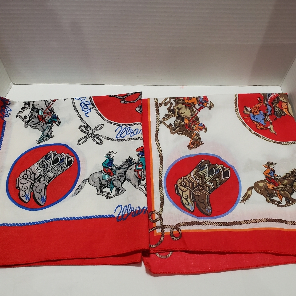 WRANGLER COWBOY BANDANA 20.5x21 EUC X 2 Red/ Red